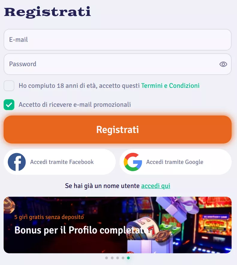 Casinò Ardente registrazione