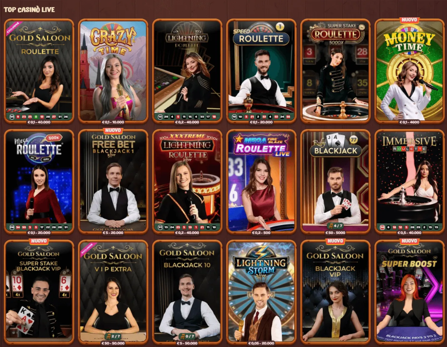 Casinò Live Roostino: roulette e blackjack